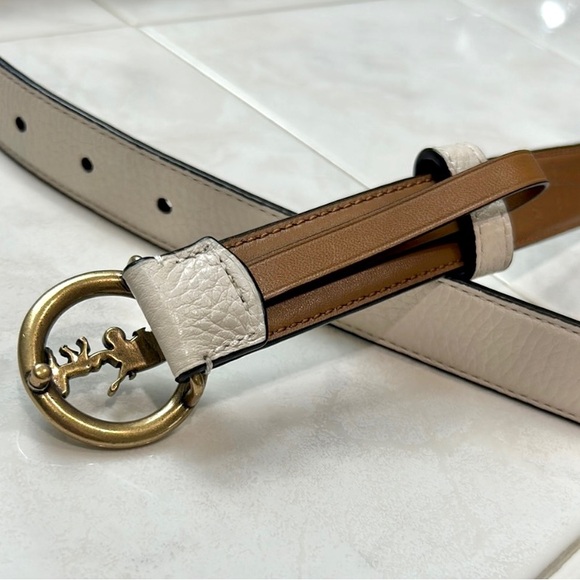 Coach horse and carriage buckle belt White refined calf leather size Large - Picture 5 of 5